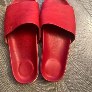 gentle souls Red Leather Slide Sandals